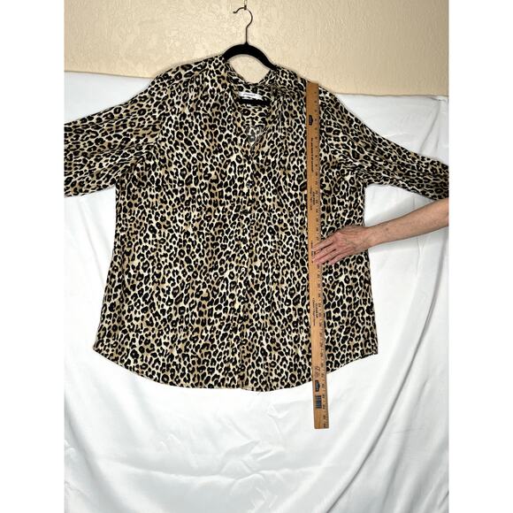 Foxcroft size 20W top button-up cheetah print mob wife glamourgirl long sleeve - Picture 4 of 7